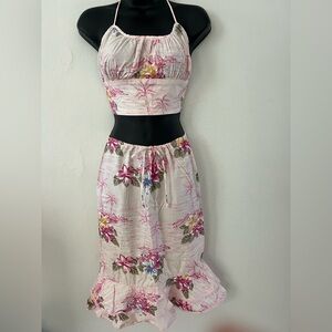 Ashley By 26 International Pink Floral Maxi Skirt Set